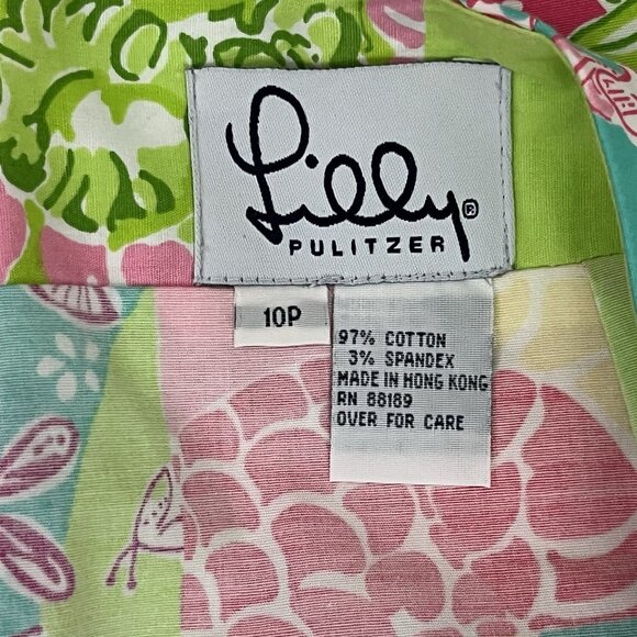 Vintage Lilly Pulitzer Women's 10P Skort Patchwork Flamingo Shells Floral Fan - Picture 4 of 4
